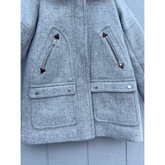 new J CREW light gray wool faux fur hooded Chateau parka winter coat jacket - Picture 11 of 14